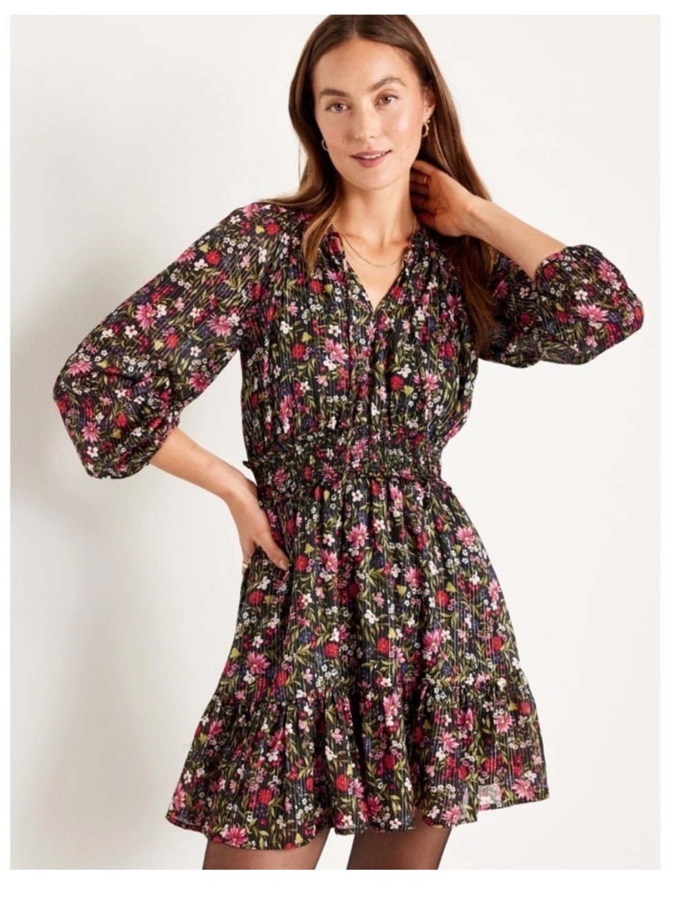 Old Navy Smocked Waist Floral Dress